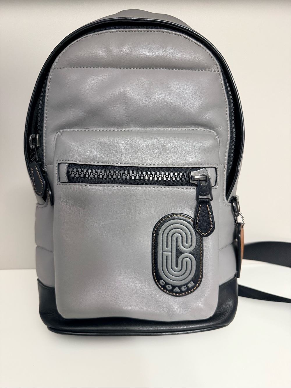 Coach West Sling Backpack C5397 Grey & Black Leather Bag – Authentic